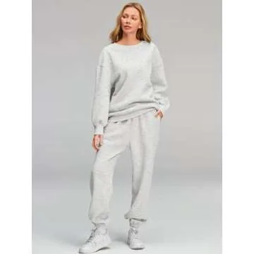 AUTOMET Sweatsuits for Women Set 2 Piece Outfits Oversized Sweatshirt Fall Outfits 2025 Lounge Sets Pullover Casual Trendy Y2k Clothing Sweatpants with Pockets Grey XL
