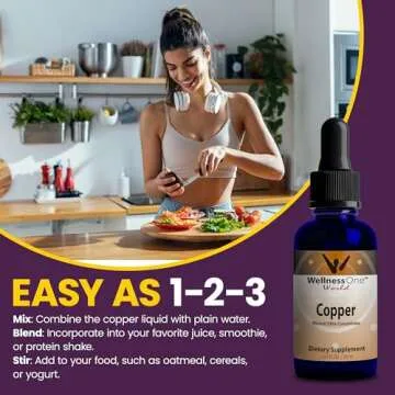 WellnessOne Liquid Copper Supplements - Immune Support Copper Sulfate Also Great for Nerve & Bone Health - Copper Supplement Drops Maximizes Iron Absorption for Kids, Men & Women - 1.67 fl oz