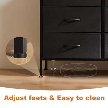 Sweetcrispy 6 Drawer Dresser for Bedroom, Fabric Chest of Drawers Dressers, Storage Tower Unit with Fabric Bins, Bedroom Dresser for Closet, Living Room, Hallway, Wood Top, Steel Frame, Black