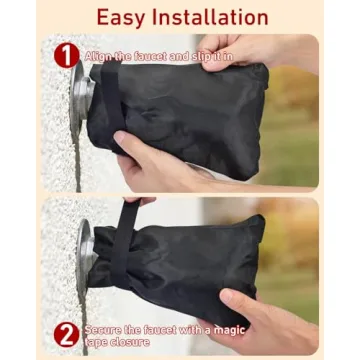 Outdoor Faucet Covers for Winter Freeze Protection - 3 Pack, Thickened Insulated Pipe Covers for Outside, Reusable Waterproof Spigot Covers, 7.7" H x 5.9" W, Black