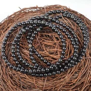 Massive Beads Black Obsidian Bracelet for Healing Energy