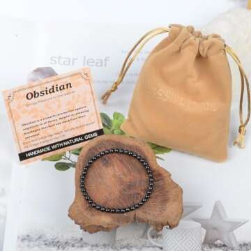 Massive Beads Black Obsidian Bracelet for Healing Energy