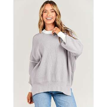 ANRABESS Women's Oversized Crewneck Sweater - Fall 2024
