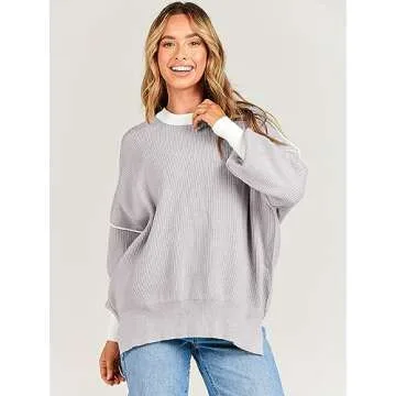 ANRABESS Women's Oversized Crewneck Sweater - Fall 2024