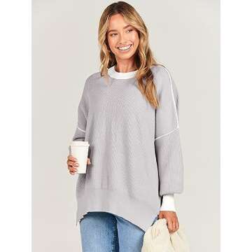 ANRABESS Women's Oversized Crewneck Sweater - Fall 2024