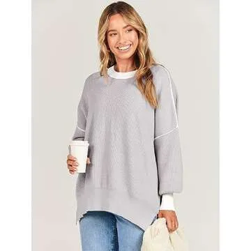 ANRABESS Women's Oversized Crewneck Sweater - Fall 2024