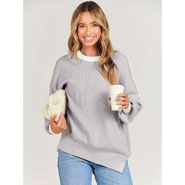 ANRABESS Women's Oversized Crewneck Sweater - Fall 2024