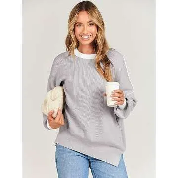 ANRABESS Women's Oversized Crewneck Sweater - Fall 2024