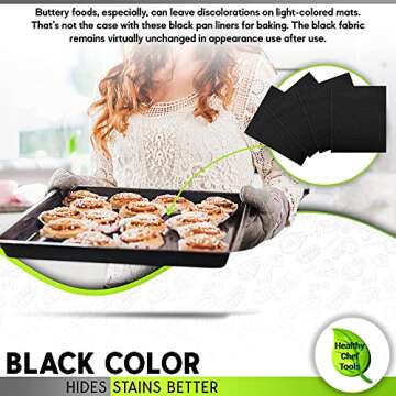 Healthy Chef Tools Premium Non-Stick Baking Mats and Cookie Sheets - Black (Set of 4)