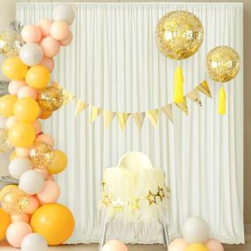 40 ft x 10 ft Wrinkle Free Ivory Backdrop Curtain for Wedding Parties, Polyester Ivory Photo Backdro...