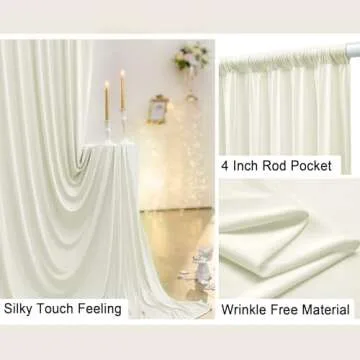 40 ft x 10 ft Wrinkle Free Ivory Backdrop Curtain for Wedding Parties, Polyester Ivory Photo Backdrop Drapes 8 Panels 5x10ft for Baby Shower Photoshoot Engagement Birthday Party Photography Background