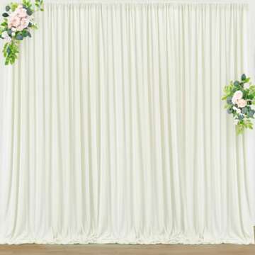 40 ft x 10 ft Wrinkle Free Ivory Backdrop Curtain for Wedding Parties, Polyester Ivory Photo Backdrop Drapes 8 Panels 5x10ft for Baby Shower Photoshoot Engagement Birthday Party Photography Background