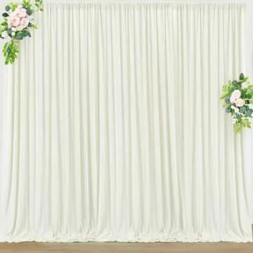 40 ft x 10 ft Wrinkle Free Ivory Backdrop Curtain for Wedding Parties, Polyester Ivory Photo Backdrop Drapes 8 Panels 5x10ft for Baby Shower Photoshoot Engagement Birthday Party Photography Background
