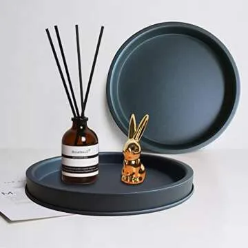 Lobolighting Black Round Decorative Serving Tray, Black Decorative Tray for Coffee Table Centerpieces Modern Farmhouse Home Decorations