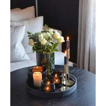 Lobolighting Black Round Decorative Serving Tray, Black Decorative Tray for Coffee Table Centerpieces Modern Farmhouse Home Decorations