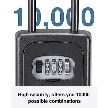 Puroma Lock Box, Large Key Lock Box Resettable Combination Lockbox, Portable Wall Mount Lockbox Waterproof Security Safe Box for Outside Outdoor Home Office Door Handle House Key, Pure Black (1 Pack)