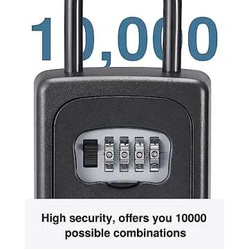 Puroma Lock Box, Large Key Lock Box Resettable Combination Lockbox, Portable Wall Mount Lockbox Waterproof Security Safe Box for Outside Outdoor Home Office Door Handle House Key, Pure Black (1 Pack)