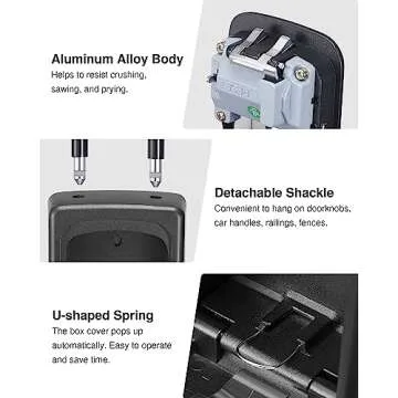 Puroma Lock Box, Large Key Lock Box Resettable Combination Lockbox, Portable Wall Mount Lockbox Waterproof Security Safe Box for Outside Outdoor Home Office Door Handle House Key, Pure Black (1 Pack)