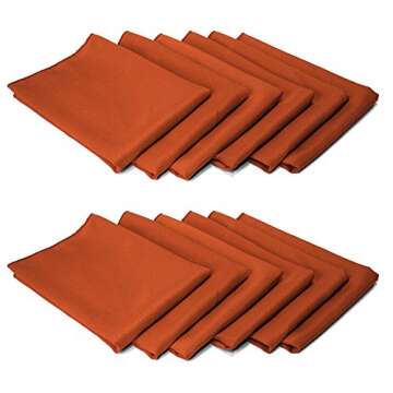 TableLinensforLess 17"x17" Polyester Cloth Napkins, Set of 12 (Burnt Orange) | Easy-Care, No-Iron Finish, Superior Color Retention, Machine Washable