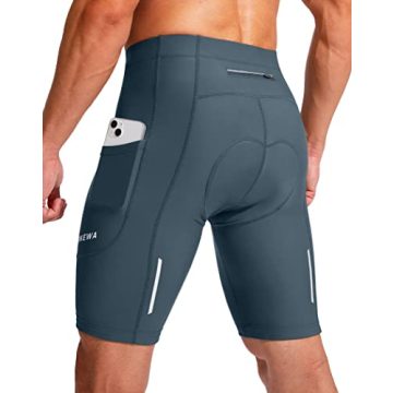 Men's 3D Padded Cycling Shorts - Quick Dry, UPF 50+ with Zipper Pockets