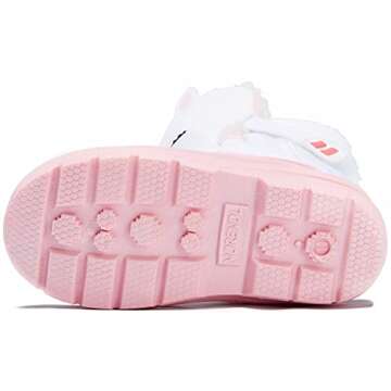 MORENDL Toddler Girls Snow Boots Insulated Waterproof Omni-Heat Winter Boots with Cute Unicorn Print White Pink 5 US Toddler