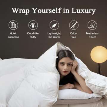 DWR Superior Luxury Feather Down Comforter Oversized Full/Queen Size, Ultra-Soft Rose-Silk Cotton-Bl...