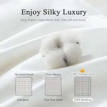 DWR Superior Luxury Feather Down Comforter Oversized Full/Queen Size, Ultra-Soft Rose-Silk Cotton-Blend Fabric, 750 FP All Season Medium Warmth Bed Duvet Insert(98"x98", White)