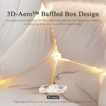 DWR Superior Luxury Feather Down Comforter Oversized Full/Queen Size, Ultra-Soft Rose-Silk Cotton-Blend Fabric, 750 FP All Season Medium Warmth Bed Duvet Insert(98"x98", White)