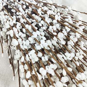 NOLAST 10 Pieces 29.5" Long of Artificial Flowers Faux Jasmine Fake Flower Pussy Willow Branches Stems for Vase Wedding Home Office Party Hotel Restaurant Decoration (White)