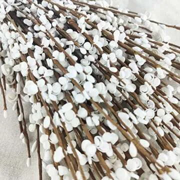NOLAST 10 Pieces 29.5" Long of Artificial Flowers Faux Jasmine Fake Flower Pussy Willow Branches Stems for Vase Wedding Home Office Party Hotel Restaurant Decoration (White)