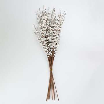 NOLAST 10 Pieces 29.5" Long of Artificial Flowers Faux Jasmine Fake Flower Pussy Willow Branches Stems for Vase Wedding Home Office Party Hotel Restaurant Decoration (White)