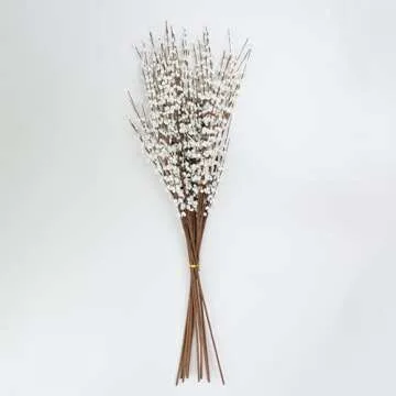NOLAST 10 Pieces 29.5" Long of Artificial Flowers Faux Jasmine Fake Flower Pussy Willow Branches Stems for Vase Wedding Home Office Party Hotel Restaurant Decoration (White)