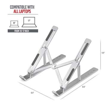 LIFELONG X-tend Adjustable Laptop Stand, Ergonomic, Portable, Compatible with Laptops and Tablets, 11"Wide, 11"Long, 7.5"High