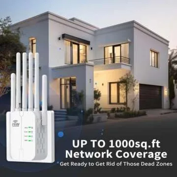 2025 New WiFi Extender Signal Booster,WiFi Extender,WiFi Repeater with Ethernet Port, 6 Antennas 360°, Coverage up to 11000 Sq. Ft. for 35+ Devices Home WiFi Repeater， 1-Tap Setup