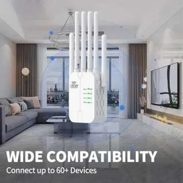 2025 New WiFi Extender Signal Booster,WiFi Extender,WiFi Repeater with Ethernet Port, 6 Antennas 360°, Coverage up to 11000 Sq. Ft. for 35+ Devices Home WiFi Repeater， 1-Tap Setup