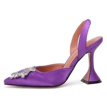 Chic VETASTE Women's Crystal Slingback Heels for Parties