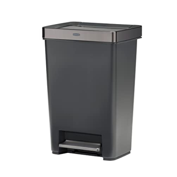 Rubbermaid Premier Series IV Step-On Trash Can for Home and Kitchen, 13 Gallon, Stainless Steel Lid ...