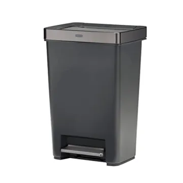 Rubbermaid Premier Series IV Step-On Trash Can for Home and Kitchen, 13 Gallon, Stainless Steel Lid ...