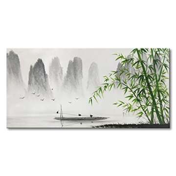 Large Hand Painted Black and White Landscape Wall Art