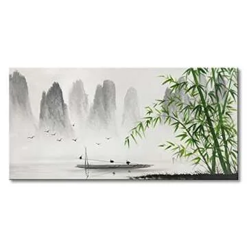 Large Hand Painted Black and White Landscape Wall Art
