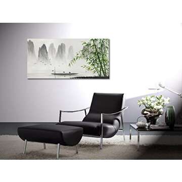 Large Hand Painted Black and White Landscape Wall Art