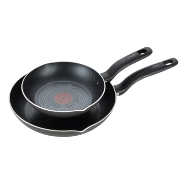 T-fal Initiatives Non Stick Fry Pan 2 Piece Set, 8.5, 10 Inch, Oven Broiler Safe 350F, Cookware, Kit...