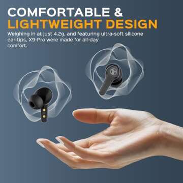 TREBLAB X9-Pro High-End True Wireless Earbuds - Hybrid Active Noise Cancelling, Bluetooth 5.3, IPX6 Waterproof, 50H Playtime, 6 AI Mics, High-Precision Sound - Sports, Gym, Work, Travel Earphones