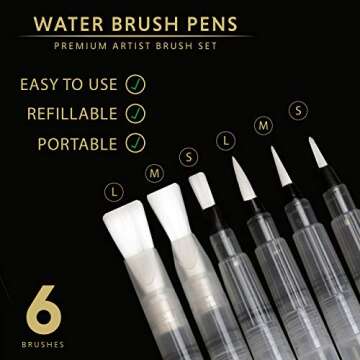 DOODLE HOG Watercolor Paint Set For Artists On-The-Go. Value Bundle Includes 36 Half Pans of Vibrant Water Color Palettes & 6 Refillable Water Brush Pen.