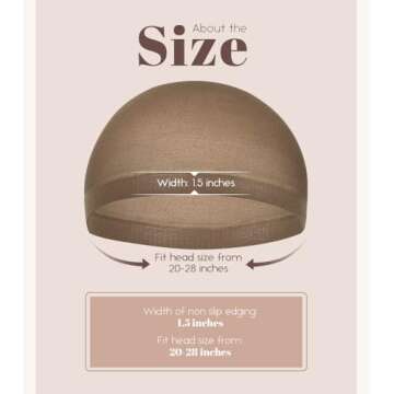 MYKURS Stocking Wig Cap For Women, Wig Cap for Lace Front Wig, Brown 24 PCS