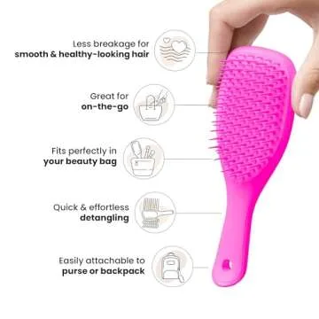 Tangle Teezer Ultimate Detangler Hairbrush, Eliminates Knots & Reduces Breakage, Mini Hair Brush for Travel, Small Hands & All Hair Types, Runway pink