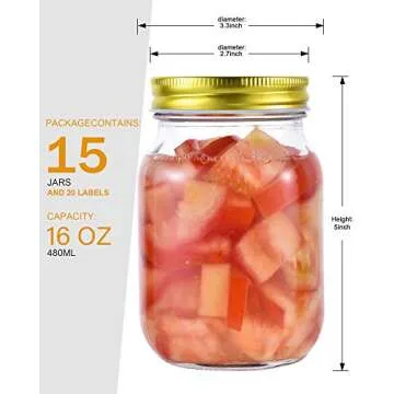 16 oz Mason Jars with Lids for Food Storage and Crafting