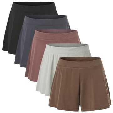5 Pack Modal Soft Lounge Shorts for Women High Waist Casual Sleepwear Cozy Pajama Bottom Comfy Pajam...