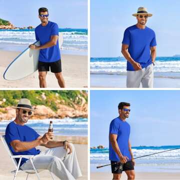 PINSPARK 5 Pack Men's Dry Fit T-Shirts Moisture Wicking Athletic Shirts for Men Gym Tshirt Mens Undershirts Crewneck Tees