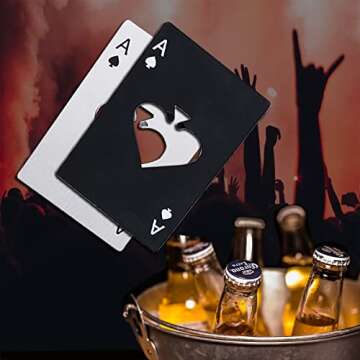 Airoads Ace Of Spades Bottle Opener Credit Card Size Pocker Cap Opener Portable Stainless Steel Can Opener (2 Pack Black & Silver)